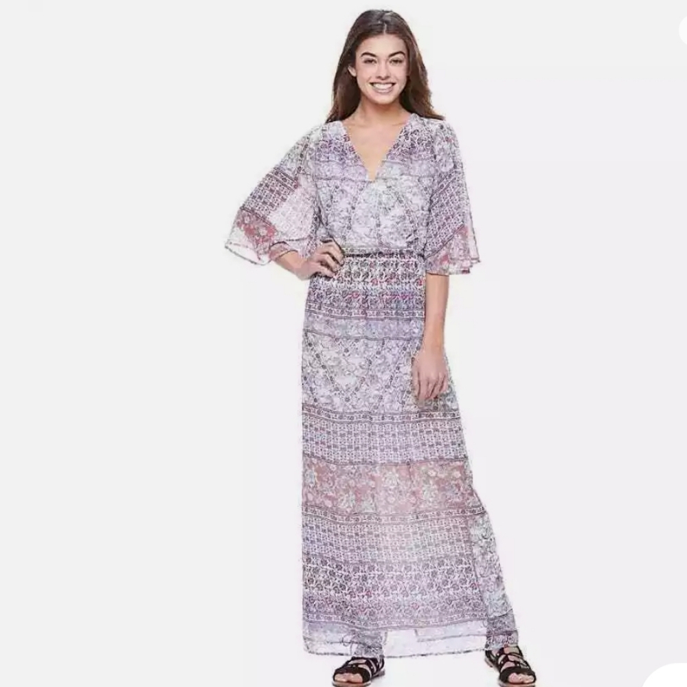 Womens V Neck Maxi Dress XL